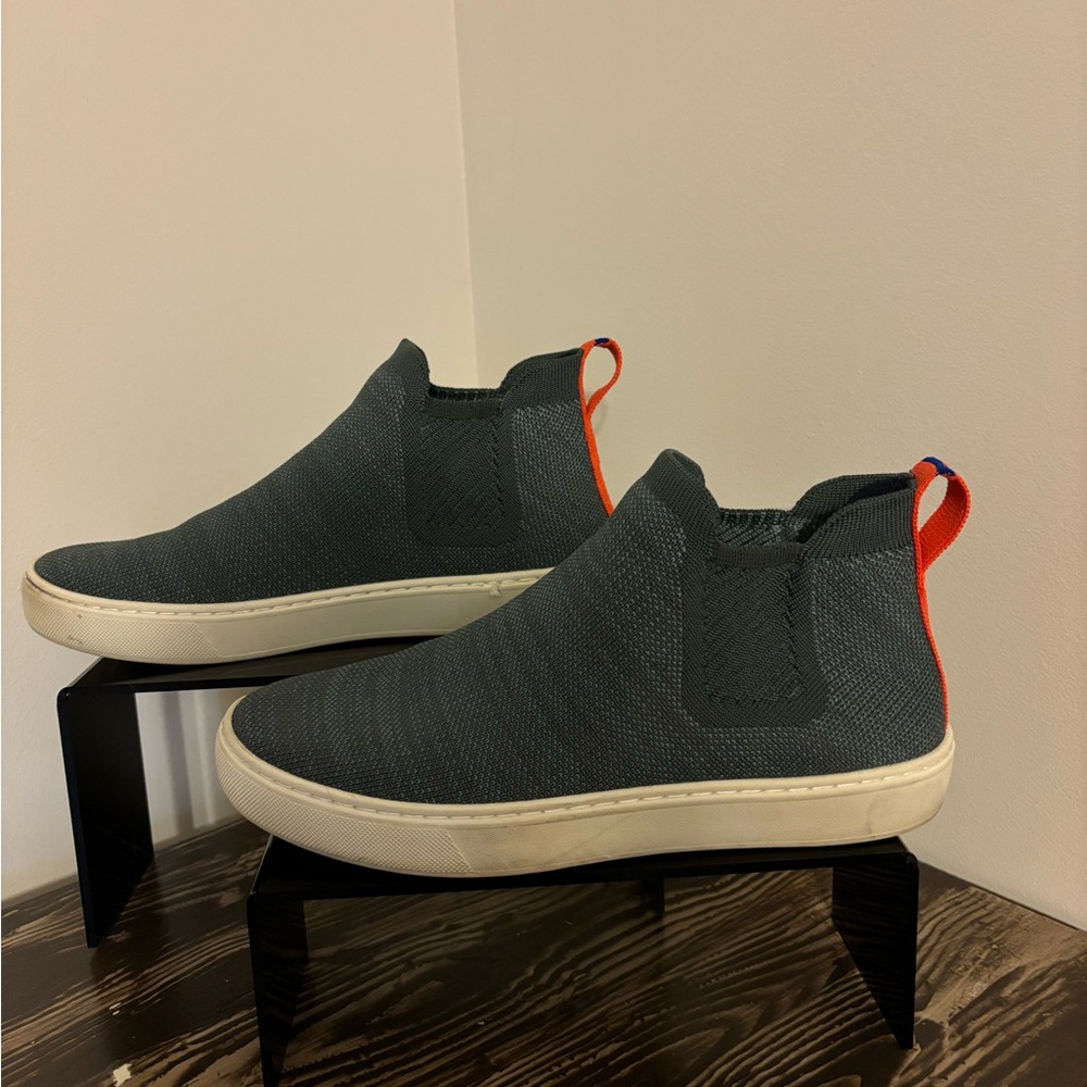 Rothys The Chelsea High Top Knit Gray Pull On Women Ankle Sneaker